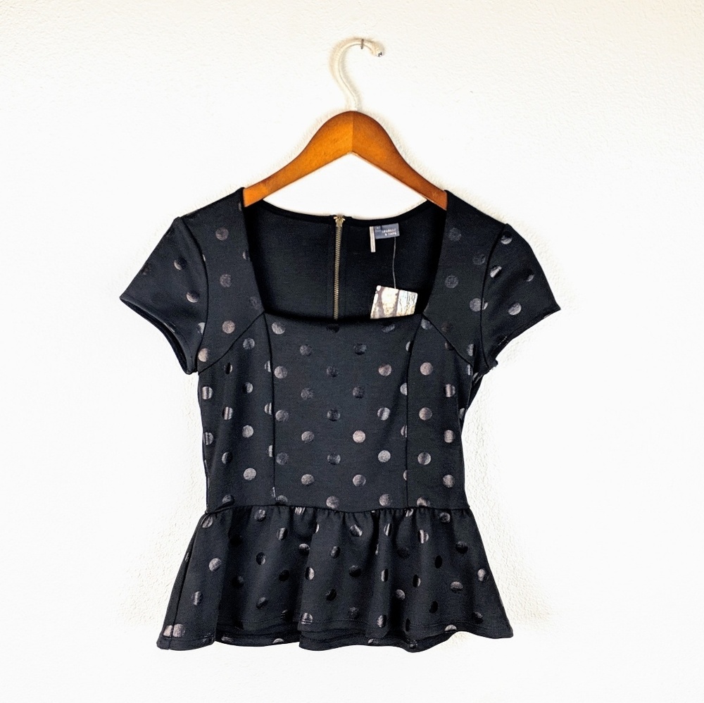 Sparkle and Fade Polka Dot Peplum Top Small BNWT